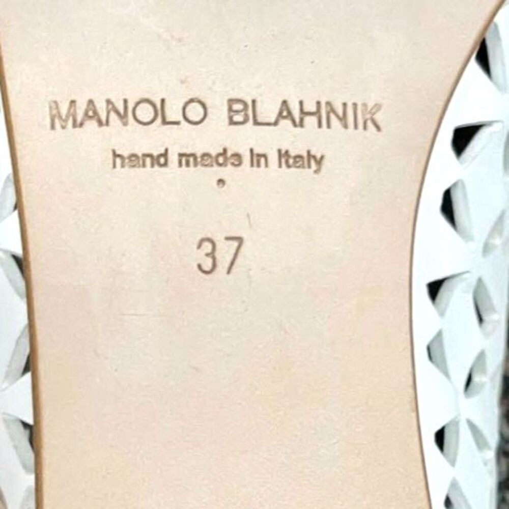~ Manolo Blahnik 37 Gelista Leather Ballet Flats Perforated Authentic 6.5-7 - Picture 7 of 15